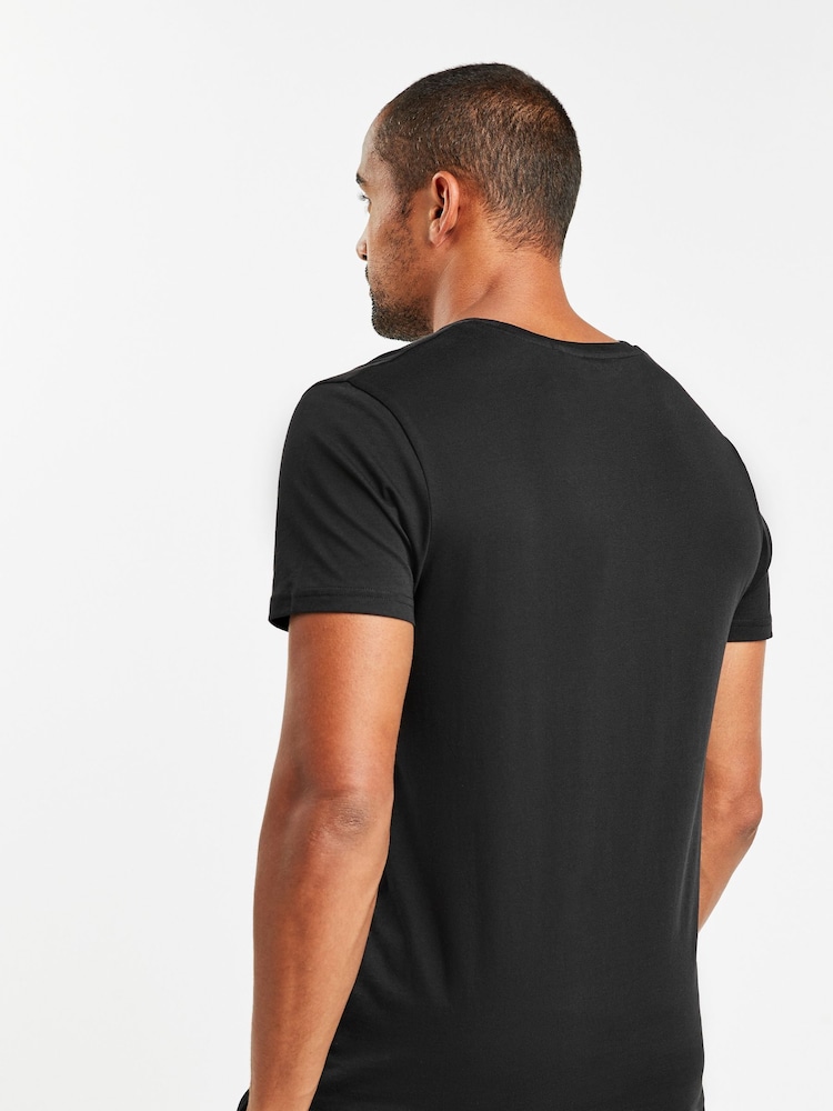 Noir - Slim Fit (Slim Fit) - Lot de 100t-shirts superposés en coton 5 - Image 3 of 5