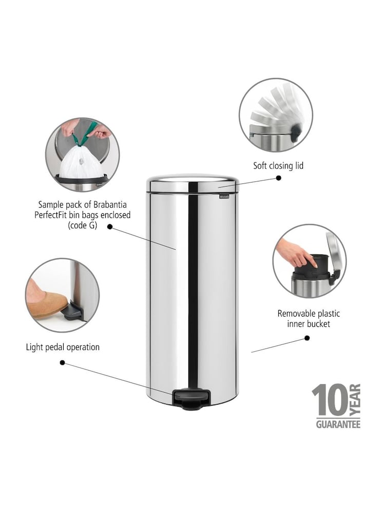 Brabantia Brilliant Steel NewIcon 30L Pedal Bin - Image 6 of 6 Brabantia Brilliant Steel NewIcon 30L Pedal Bin - Image 6 of 6