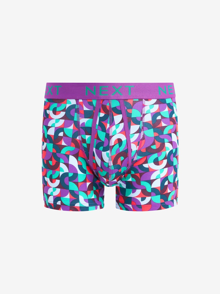 Blue/Green/Yellow Geometric A-Front Boxers 4 Pack - Image 3 of 7