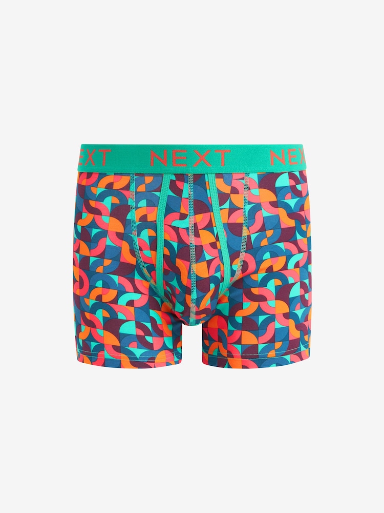 Blue/Green/Yellow Geometric A-Front Boxers 4 Pack - Image 4 of 7
