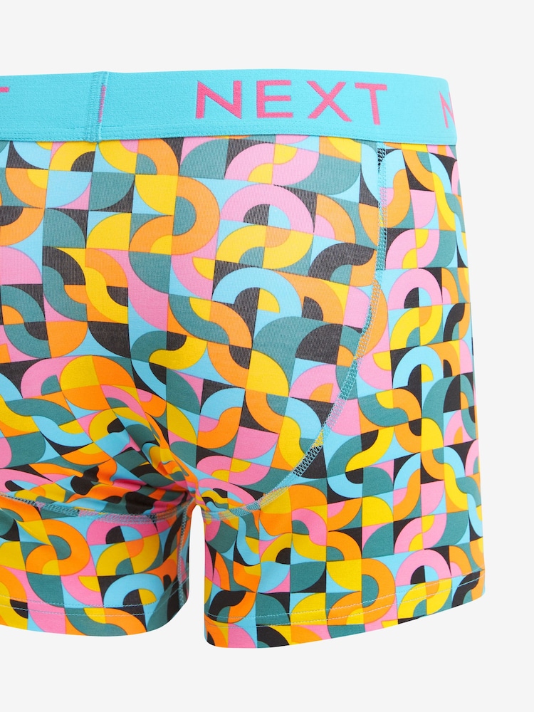 Blue/Green/Yellow Geometric A-Front Boxers 4 Pack - Image 6 of 7