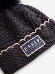 Baker by Ted baker Girls Navy Pom Beanie and Gloves Set - Image 5 of 6