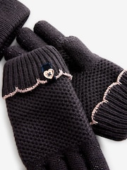 Baker by Ted baker Girls Navy Pom Beanie and Gloves Set - Image 6 of 6