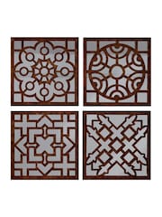 Pacific Set of 4 Gold Square Antique Gold Metal Mirrored Wall Art - Image 2 of 2