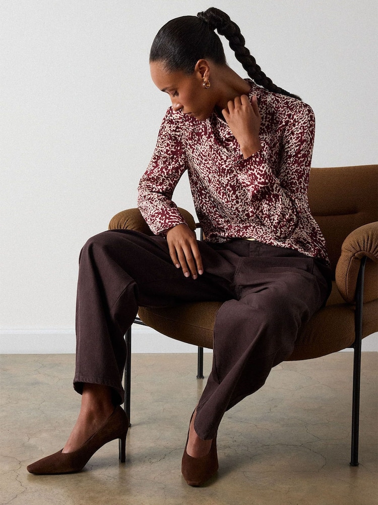 Whistles Red Feathered Animal Cowl Blouse - Image 2 of 4