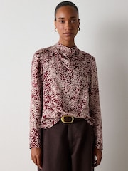 Whistles Red Feathered Animal Cowl Blouse - Image 3 of 4