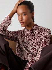 Whistles Red Feathered Animal Cowl Blouse - Image 4 of 4