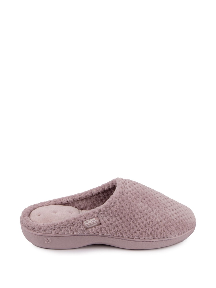 Totes Pink Isotoner Popcorn Terry Mules Slippers - Image 1 of 5