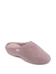 Totes Pink Isotoner Popcorn Terry Mules Slippers - Image 2 of 5