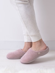 Totes Pink Isotoner Popcorn Terry Mules Slippers - Image 5 of 5