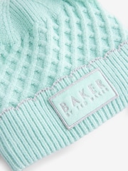 Синий - Baker By Ted Baker Girls Cream Double Pom Eared Hat and Mittens Set - Изображение 2 из 7