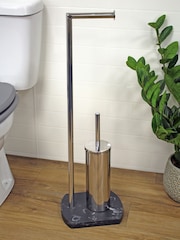 Showerdrape Grey Octavia Toilet Roll & Toilet Brush Holder - Image 1 of 2