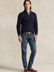 Polo Ralph Lauren Navy Wool Cashmere Cable Knit Quarter Zip Jumper - Image 3 of 5