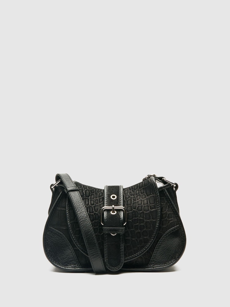 NÚNOO Black Small Maria Scale Suede Bag - Image 1 of 4 NÚNOO Black Small Maria Scale Suede Bag - Image 1 of 4