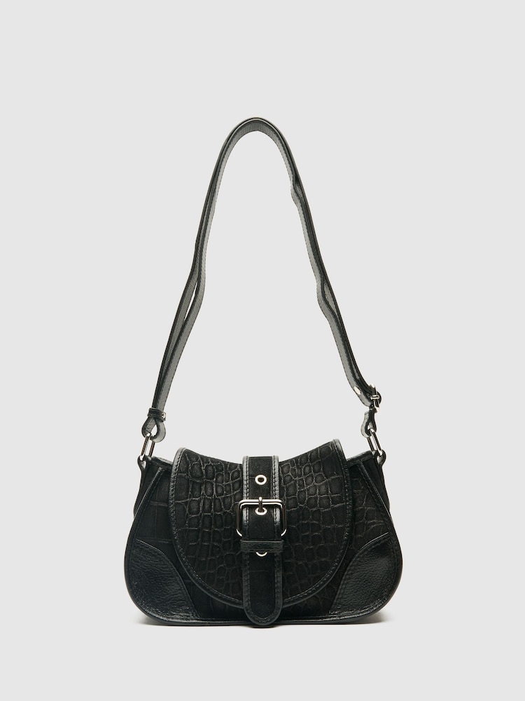 NÚNOO Black Small Maria Scale Suede Bag - Image 2 of 4 NÚNOO Black Small Maria Scale Suede Bag - Image 2 of 4
