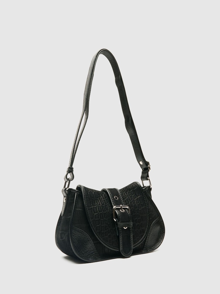 NÚNOO Black Small Maria Scale Suede Bag - Image 4 of 4 NÚNOO Black Small Maria Scale Suede Bag - Image 4 of 4
