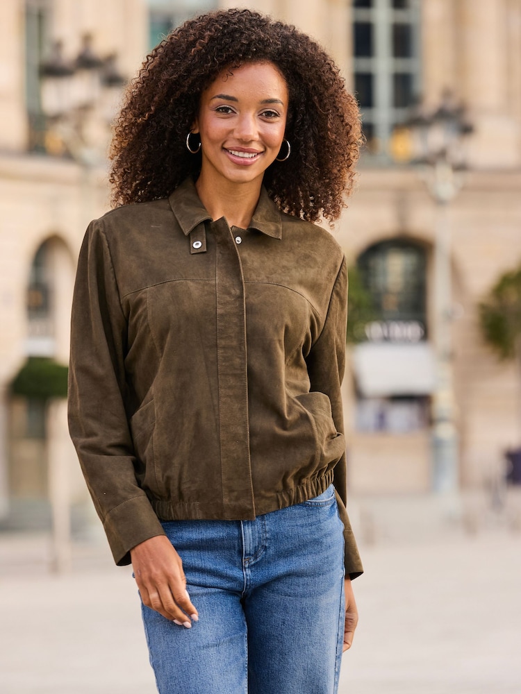 Sosandar Suede Bomber Jacket - صورة 1 من 5 Sosandar Suede Bomber Jacket - صورة 1 من 5