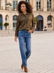 Sosandar Suede Bomber Jacket - صورة 3 من 5