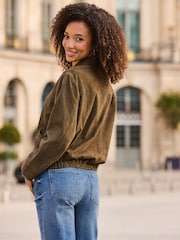 Sosandar Suede Bomber Jacket - صورة 4 من 5
