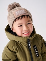 Baker by Ted Baker Boys Navy Pom Beanie And Mittens Set - Image 1 of 6