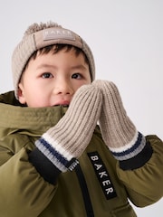 Baker by Ted Baker Boys Navy Pom Beanie And Mittens Set - Image 2 of 6