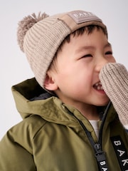 Baker by Ted Baker Boys Navy Pom Beanie And Mittens Set - Image 3 of 6