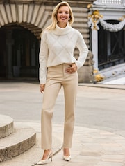 Sosandar White Cowl Neck Pointelle Jumper - Image 2 of 5