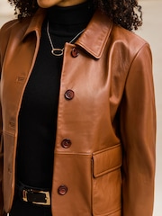 Sosandar Leather Button Front Jacket - صورة 4 من 5