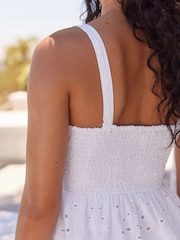 White Broderie Mini Summer Dress - Image 6 of 8