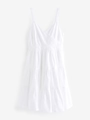White Broderie Mini Summer Dress - Image 7 of 8