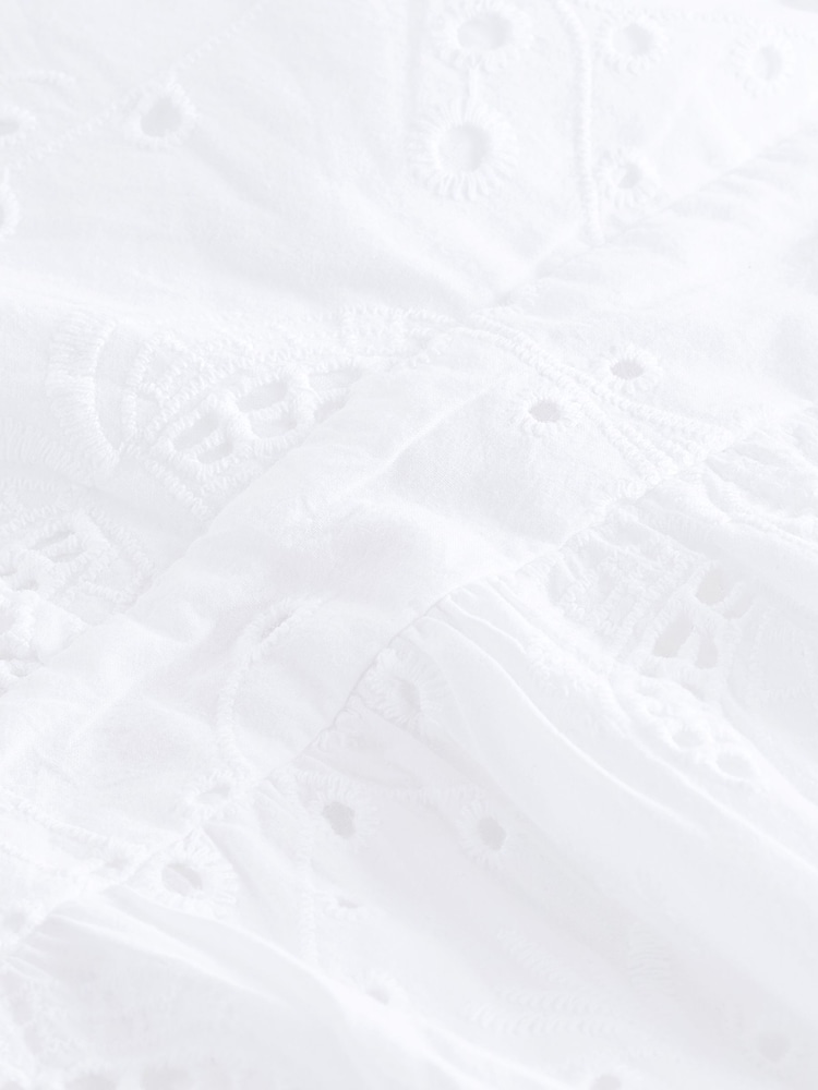 White Broderie Mini Summer Dress - Image 8 of 8