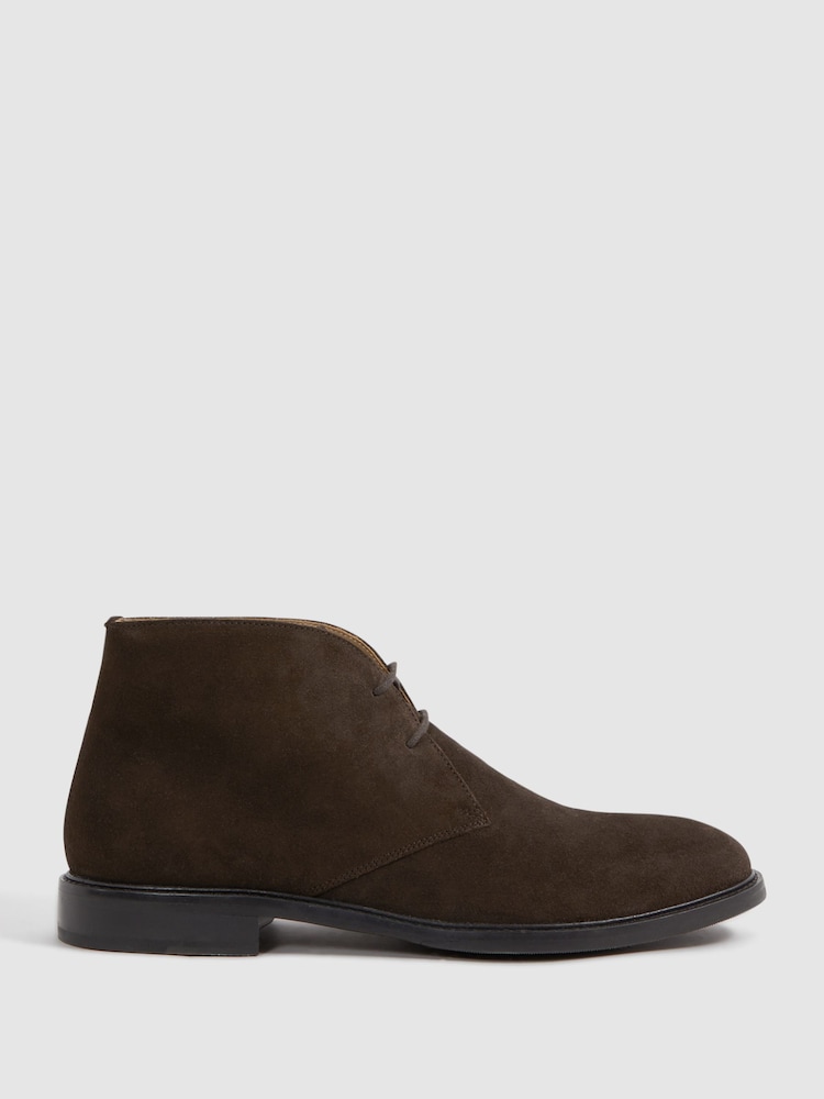 Reiss Dark Brown Garrett Suede Chukka Boots - Image 1 of 6