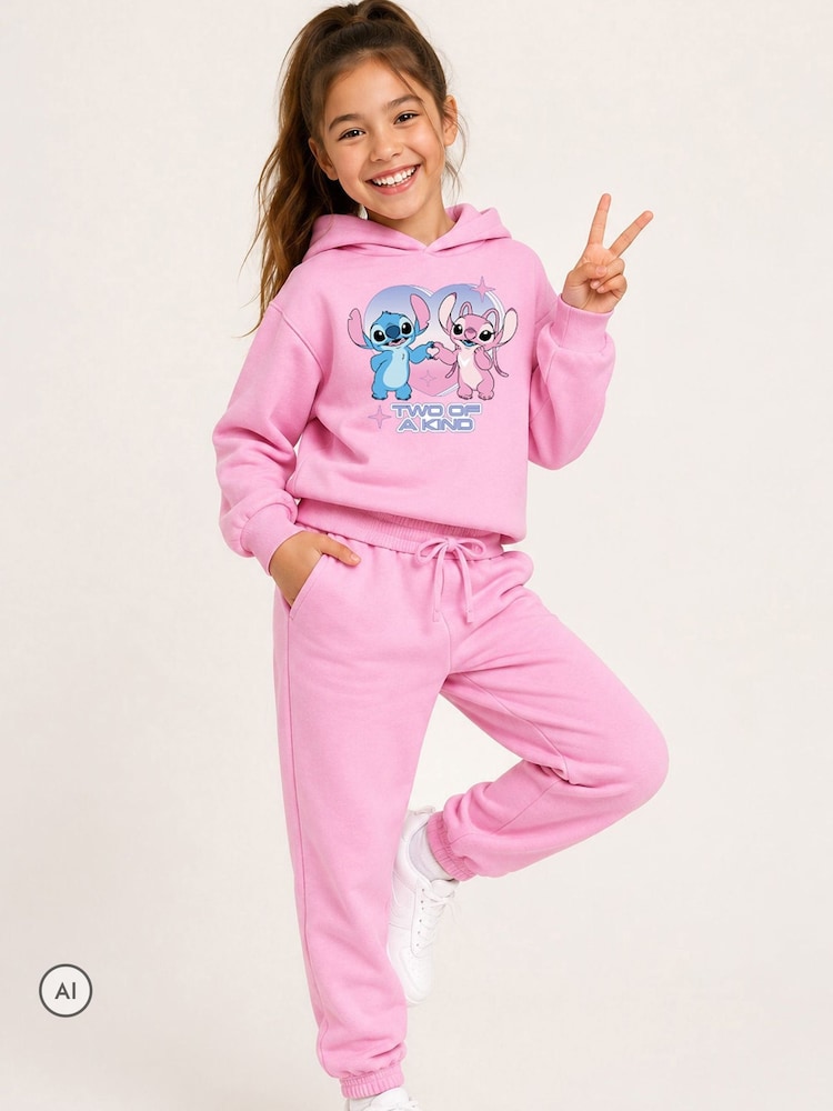 Brand Threads Pink Girls Stitch Joggers Set - Image 1 of 4 Brand Threads Pink Girls Stitch Joggers Set - Image 1 of 4