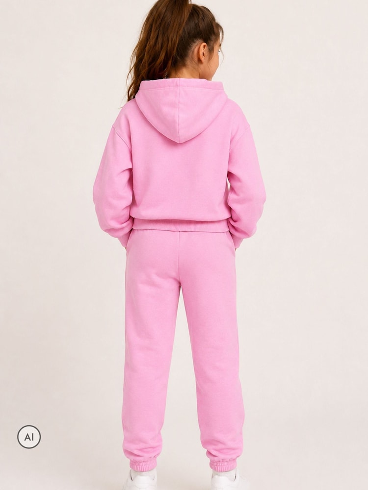 Brand Threads Pink Girls Stitch Joggers Set - Image 2 of 4 Brand Threads Pink Girls Stitch Joggers Set - Image 2 of 4