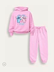 Brand Threads Pink Girls Stitch Joggers Set - Image 4 of 4