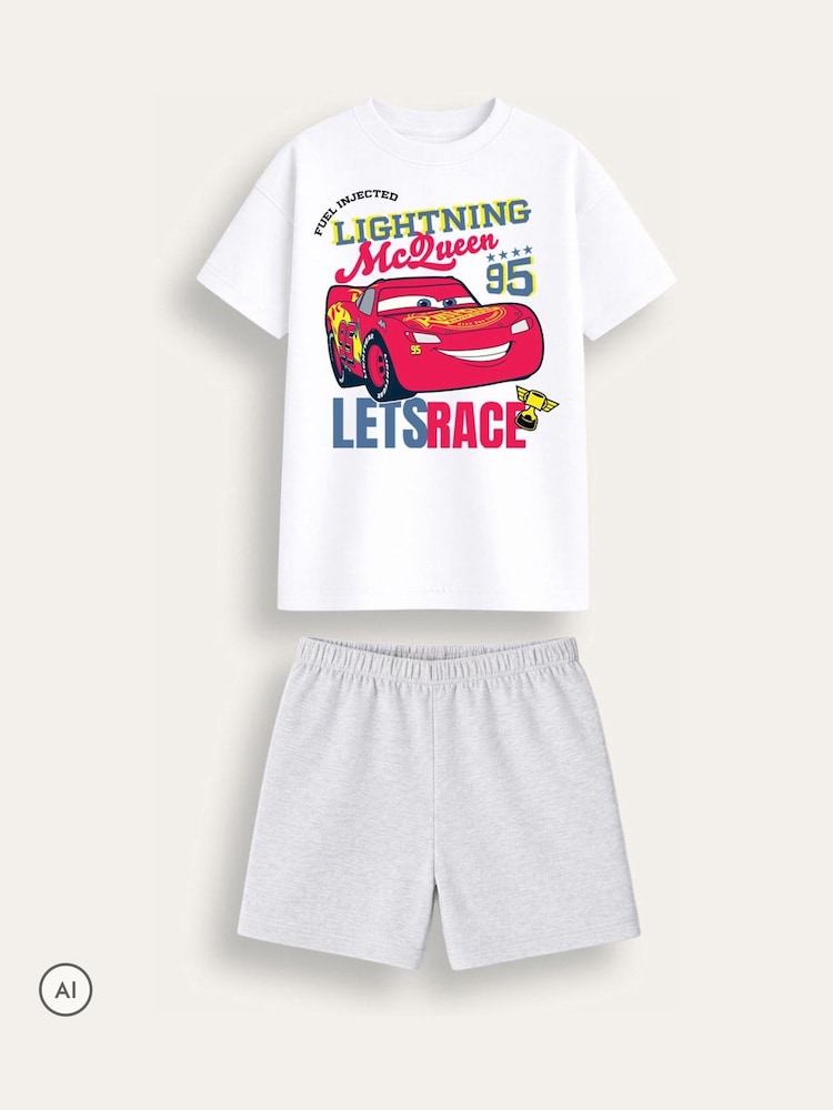 Brand Threads White Cars Short Pyjamas Set - Image 3 of 3