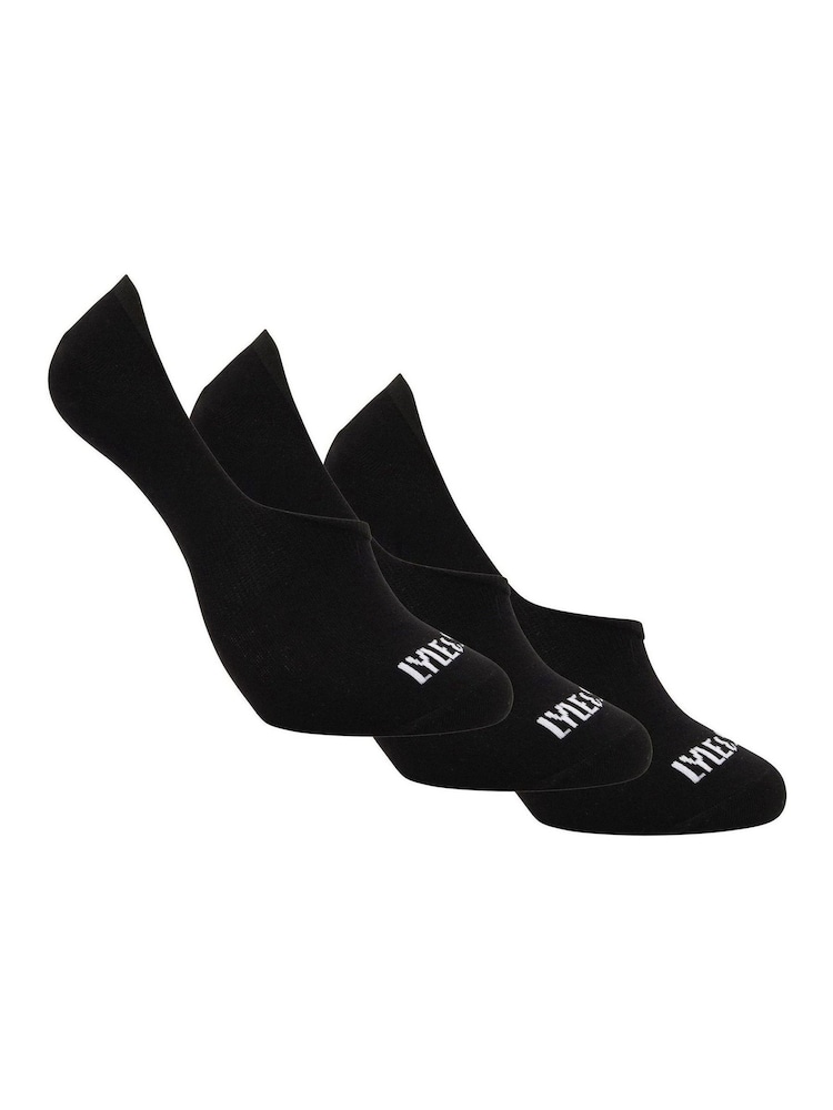 Black Lyle & Scott Invisible Trainer Socks 3 Pack - Image 1 of 3 Black Lyle & Scott Invisible Trainer Socks 3 Pack - Image 1 of 3