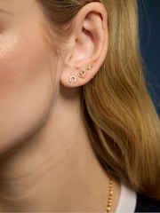 Accessorize Gold 14ct Gold-Plated I Love U Stud Earrings 3-Pack - Image 2 of 2