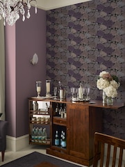 Laura Ashley Violet Grey Garwood Grove A4 Wallpaper Sample - Image 1 of 2