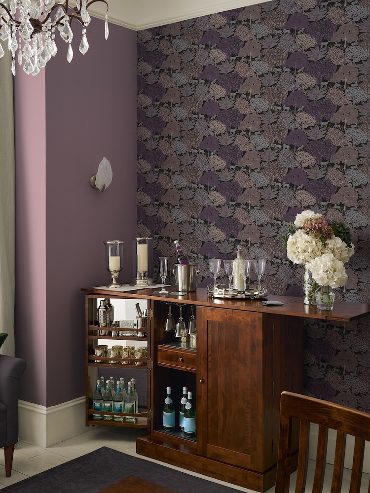 Laura Ashley Violet Grey Garwood Grove A4 Wallpaper Sample - Image 1 of 2