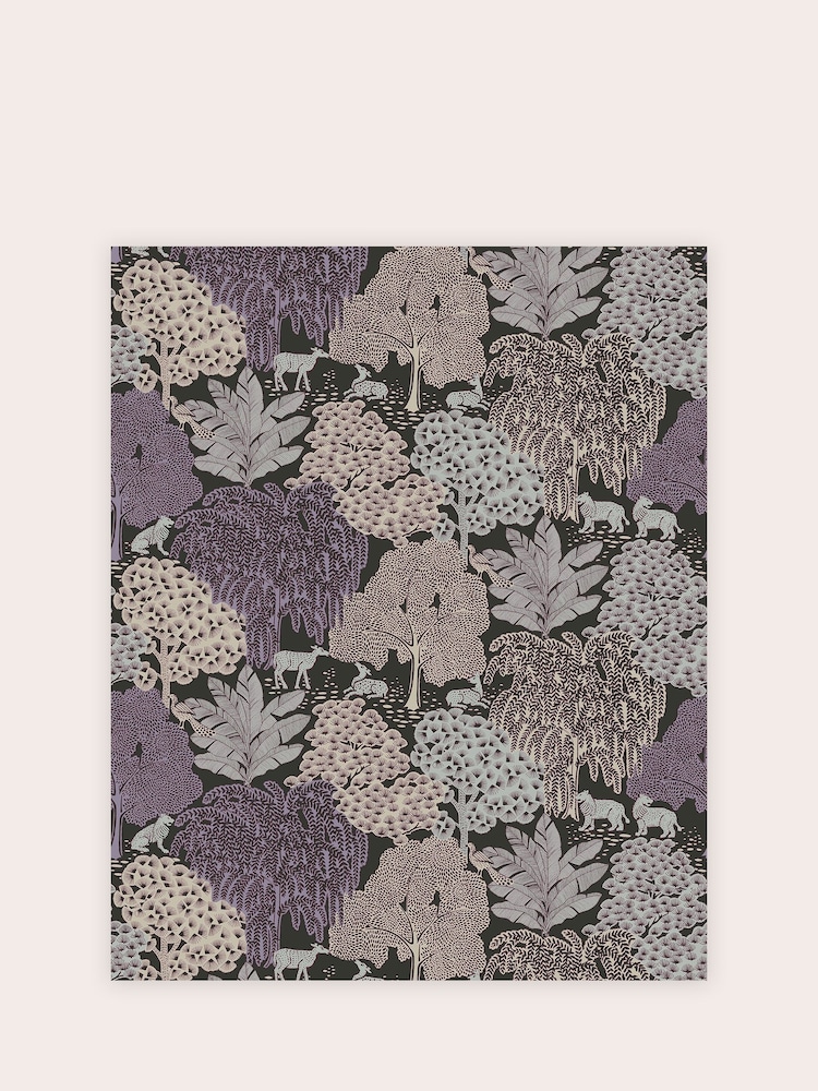 Laura Ashley Violet Grey Garwood Grove A4 Wallpaper Sample - Image 2 of 2