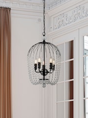 Searchlight Black Amaranth Black Metal Clear Crystal 5Lt Ceiling Light - Image 1 of 3