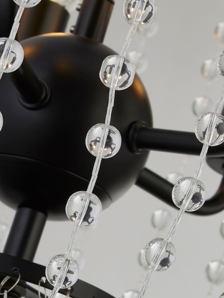 Searchlight Black Amaranth Black Metal Clear Crystal 5Lt Ceiling Light - Image 2 of 3