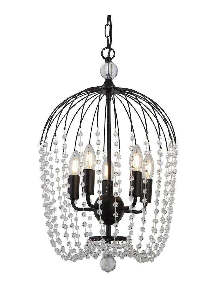 Searchlight Black Amaranth Black Metal Clear Crystal 5Lt Ceiling Light - Image 3 of 3