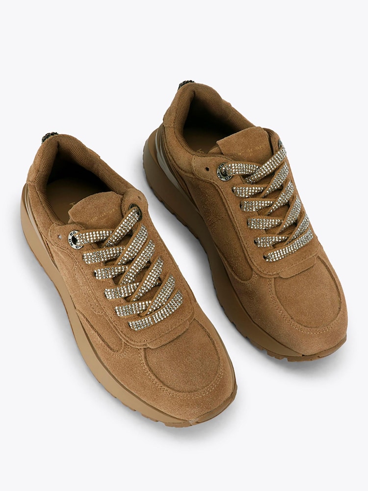 Kurt Geiger London Brown Lucy Runner Suede Trainers - Image 2 of 4