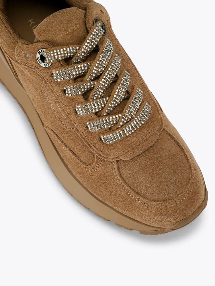 Kurt Geiger London Brown Lucy Runner Suede Trainers - Image 4 of 4