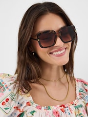 Accessorize Brown Oversized Tort Square Sunglasses - Image 2 of 2