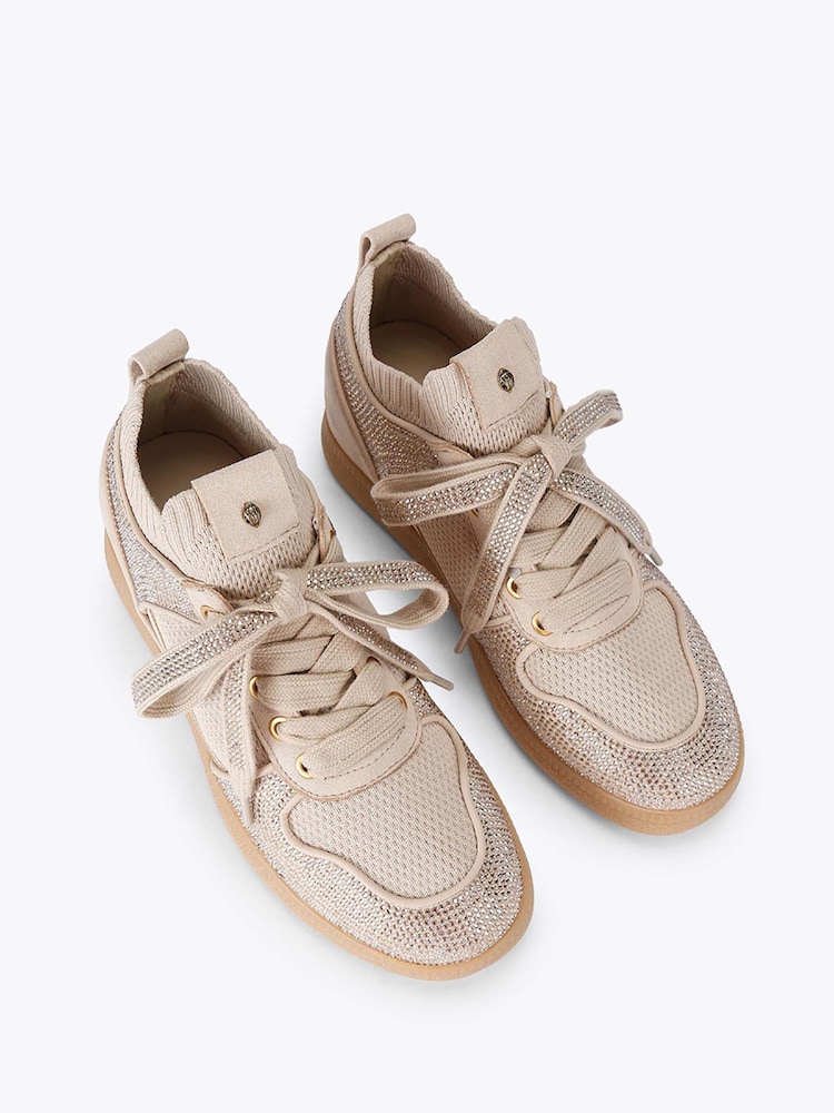 Kurt Geiger London Cream Lola Embellished Trainers - Image 2 of 4