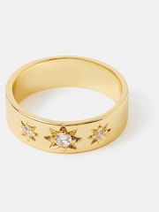 Accessorize Gold 14ct Gold-Plated Star Band Ring - Image 1 of 2