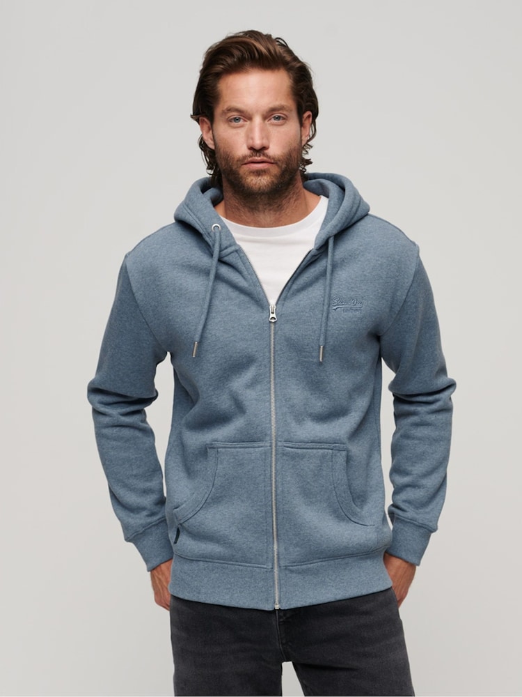 Светло-голубой - Толстовка Superdry Essential Logo Zip-Up Hoodie - Image 1 of 5